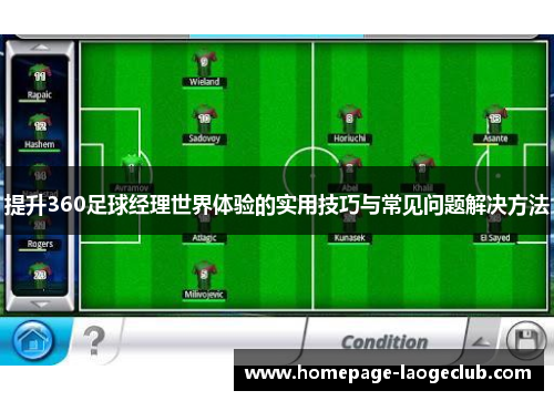 提升360足球经理世界体验的实用技巧与常见问题解决方法