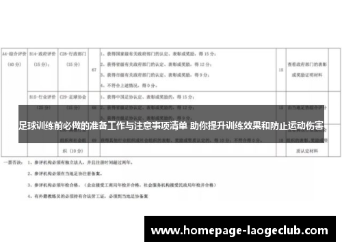 足球训练前必做的准备工作与注意事项清单 助你提升训练效果和防止运动伤害