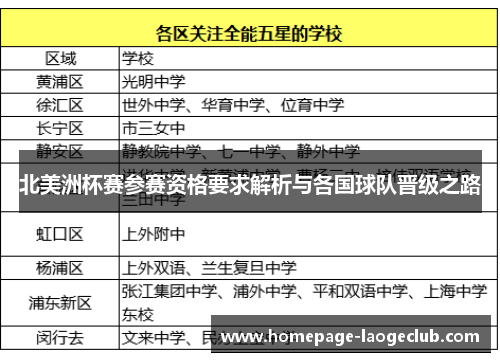 北美洲杯赛参赛资格要求解析与各国球队晋级之路